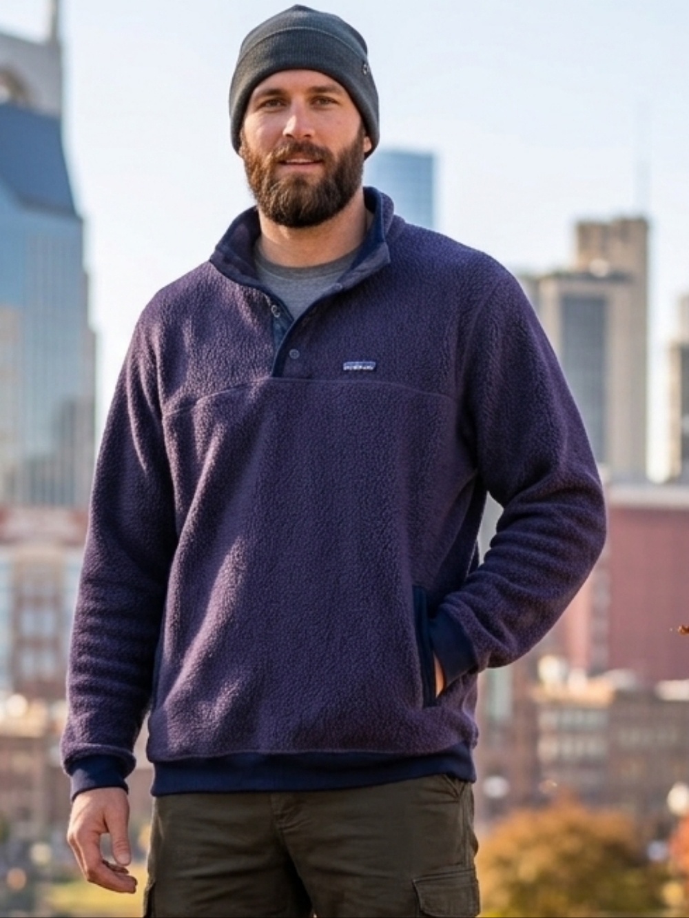 Patagonia Men's Shearling Button Fleece Pullover Navy XXL - Picture 1 of 15